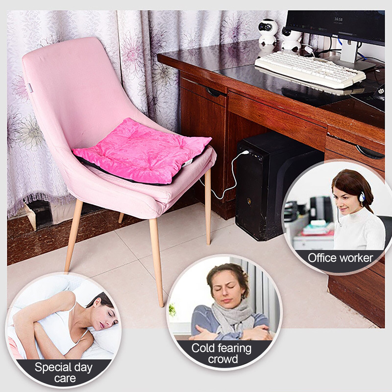 Electric Heating Seat Cushion Office Heating Cushion Usb Car Seat Heating Sofa Outdoor Garden Thick Cotton Home Decor #YJ