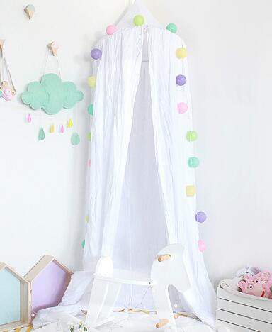 Enfants jouer maison tente enfants jouet tente tipi ronde princesse auvent coton berceau suspendu filet dôme bébé enfants chambre décor: white