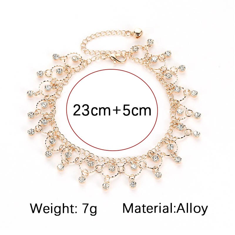 Mode Bohemen Kwastje Enkel Armbanden Voor Vrouwen Sexy Strass Hanger Voet Ketting Sieraden Strand Accessoires