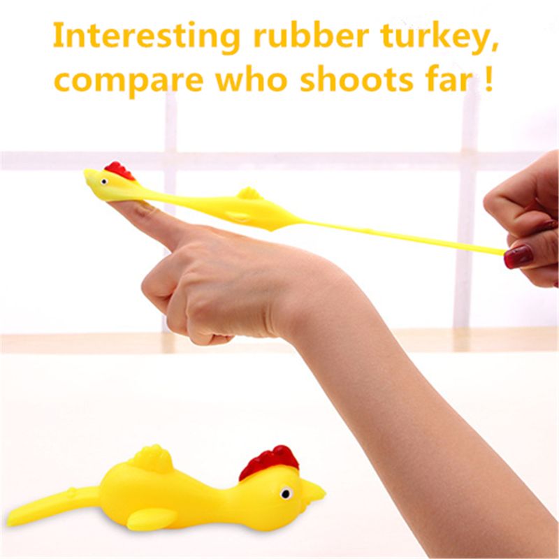 3PCS Finger Birds Fun Novelty Toys Funny Joke Rubber Chicken Stretchy Flying Turkey Party Favors