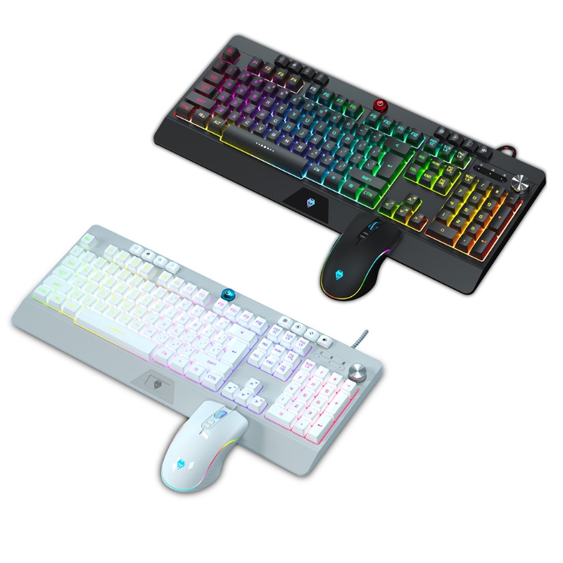 Usb Bedrade Gaming Toetsenbord En Muis Set Combo Lichtgevende Ergonomisch Toetsenbord Muis Regenboog Backlight Antislip Sweat-Proof