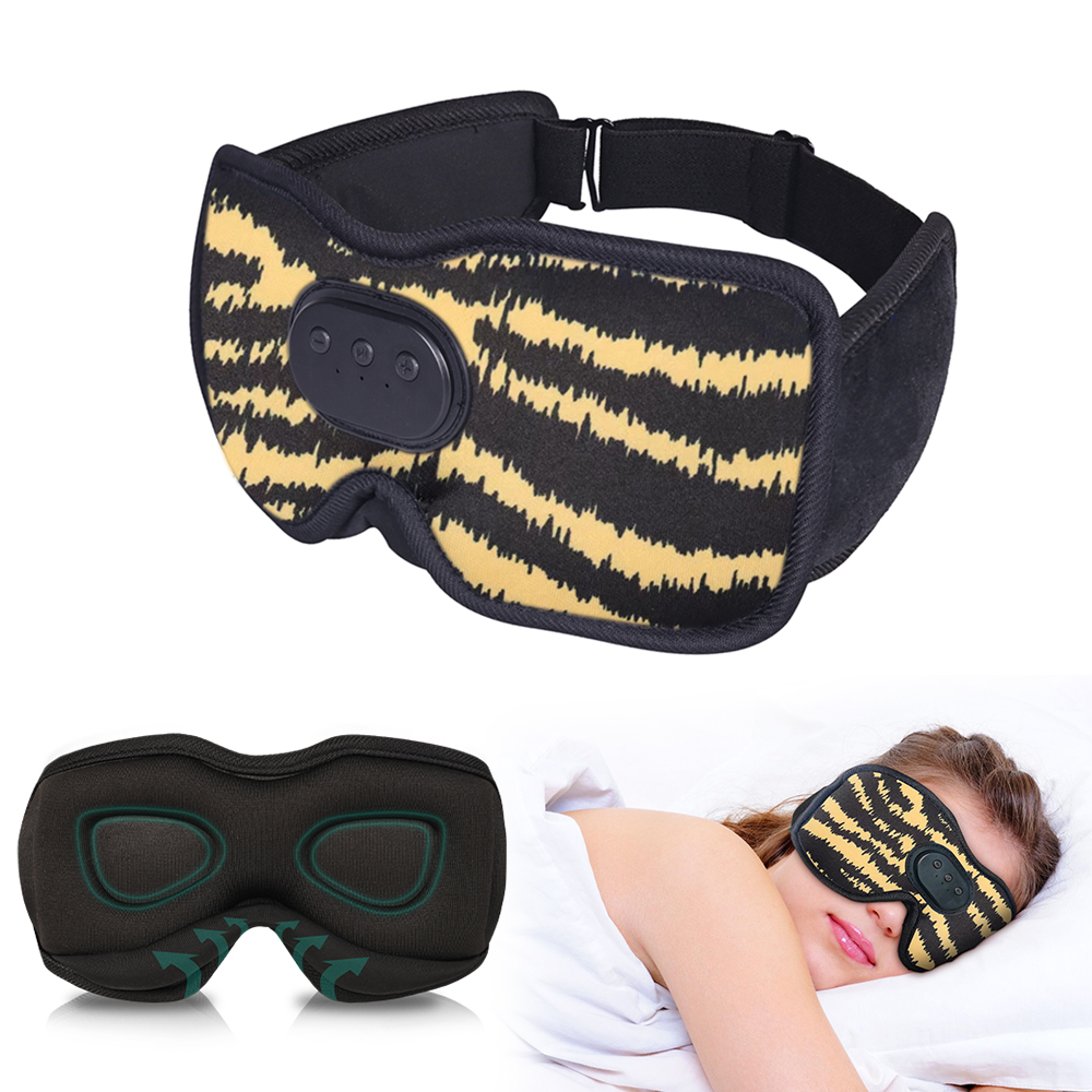 Auriculares para dormir con Bluetooth, máscara para ojos opaca, copa contorneada 3D, venda para música con altavoz para viajes, meditación, cambio nocturno: YELLOW