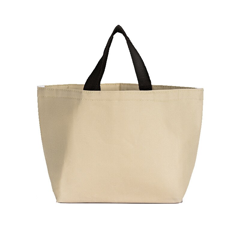 Verdikte Unisex Effen Kleur Draagbare Lunch Tas Oxford Doek Isolatie Koeltas Outdoor Lunch Tas Picknick Tas: Beige