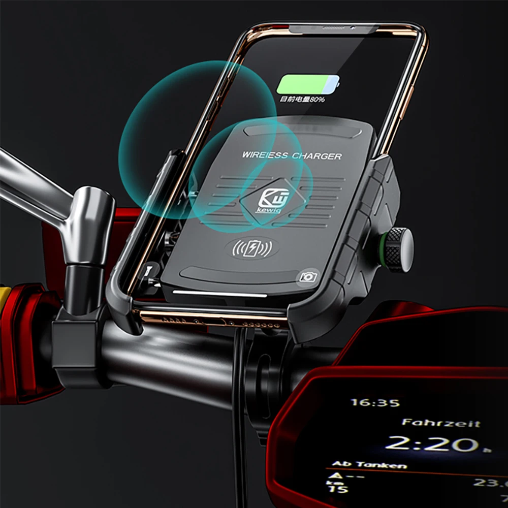 Motorrad-handyhalterung mit schnell-usb-ladegerät, kabelloser schnellladefunktion, motorrad-spiegelhalterung, lenkerhalterung