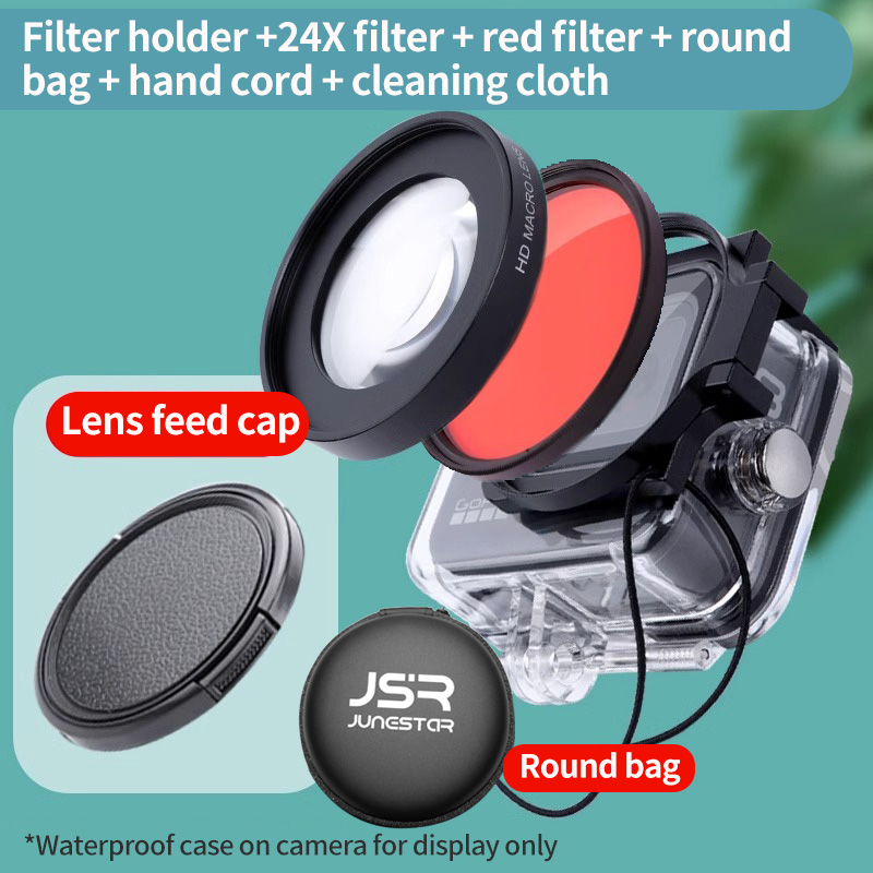 Geschikt voor gopro13/12/11/10/9/8 duikfilters 16X miniatuur biologische vergrootglas waterdichte behuizing beugel: Goud