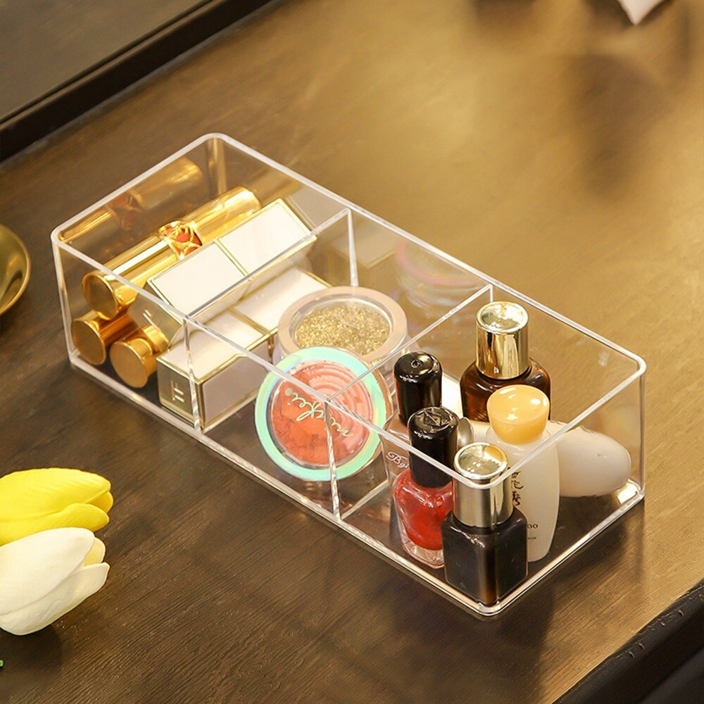 Clear Acrylic Makeup Layered Storage Box Dressing Table Cosmetic Lipstick Finishing Grid Box Desktop Drawer Storage Compartment: 02