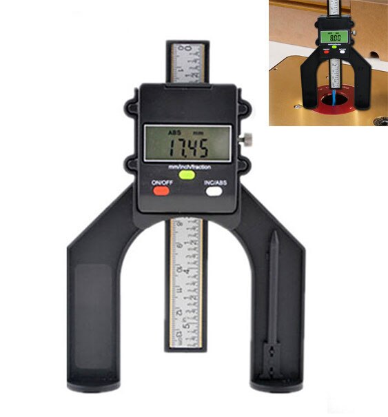 Digital Depth Gauge Tread Depth Gauge Height Caliper Tester Measure Tool LCD Magnetic Self Standing Aperture 80mm can CS