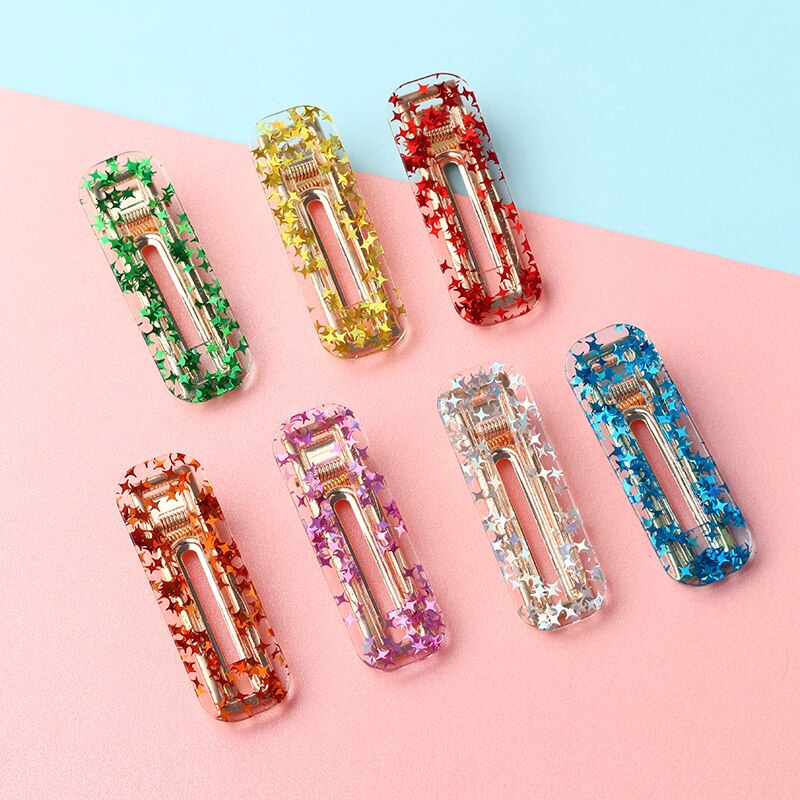 Japanese Style Hair Card Acrylic Candy Color Hair Clip Simple Acetate Hairgrips Leopard Duckbill Headdress Female