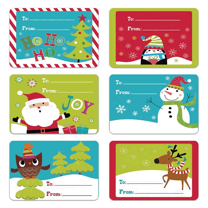 250pcs/roll Merry Christmas Kraft Handmade Sticker Card Box Package Sealing Stickers