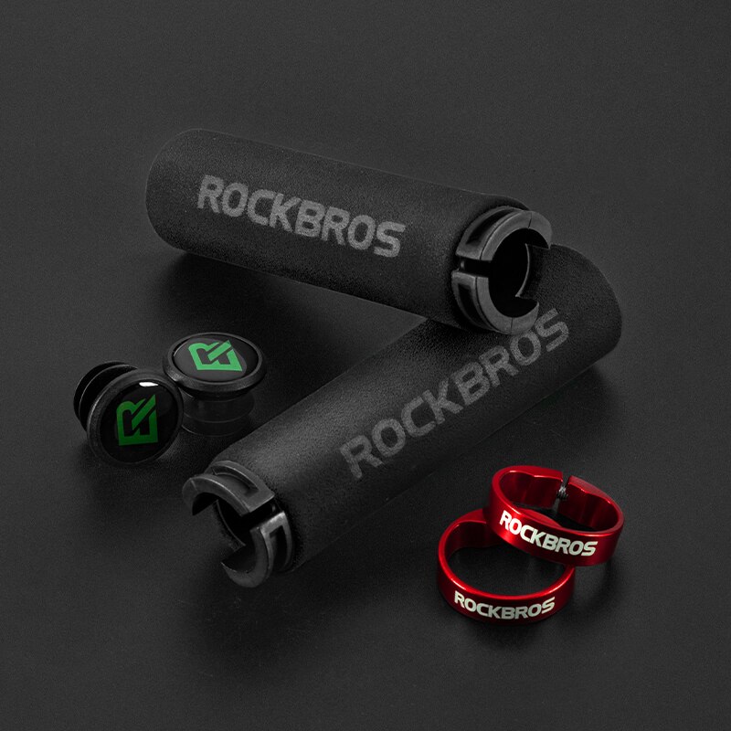 ROCKBROS-empuñaduras de silicona para manillar de bicicleta, empuñaduras suaves antideslizantes y absorbentes de golpes, ultraligeras: BT1001BKRD