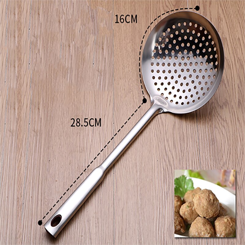 Stainless Steel Fried Shovel Cooking Turners Spatula Spoon Colander Home Kitchen Gadgets Accessories Cooking Tool: colander-L