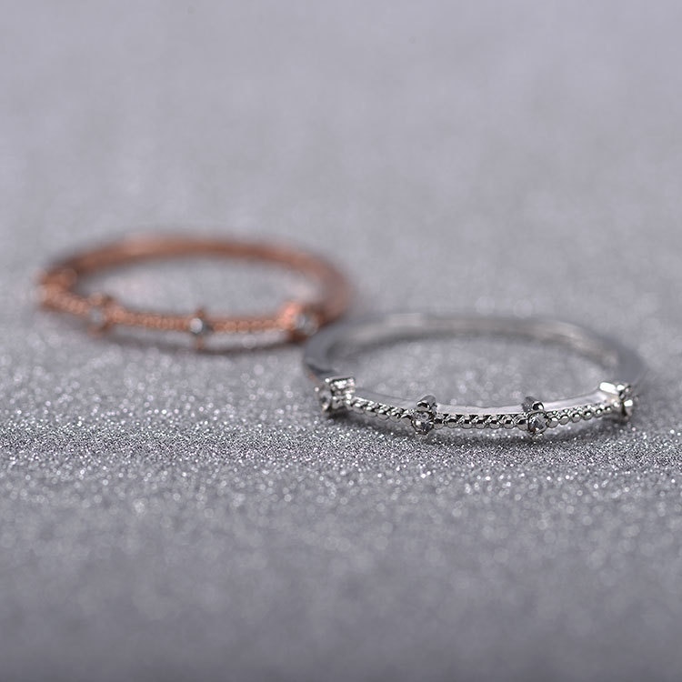 Zyzq superb enkle tynde kno ringe til kvinder med lille stensætning forsølvede forlovelsesringe masser