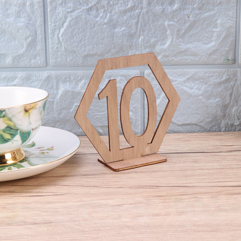 20 piezas 1-20 asiento número de madera hexagonal asiento número boda Número de madera para mesa s decoración hueco-Número de madera para mesa decoración f: Default Title
