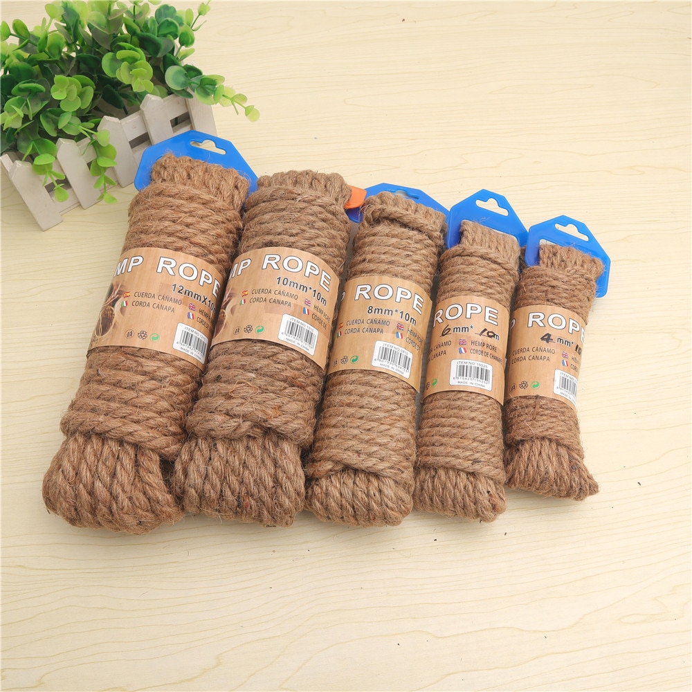 Natuurlijk henneptouw macramé jute touw touw huisdier krabpaal 4-12mm- pack doe-het-zelf knutselen handgemaakte bruiloft huisdecoratie