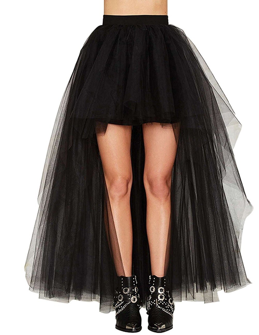 Kort front lang bag tyl 4 farve crinoline kvinder nederdel kjole vintage tutu nederdel fest dans lolita underkjole