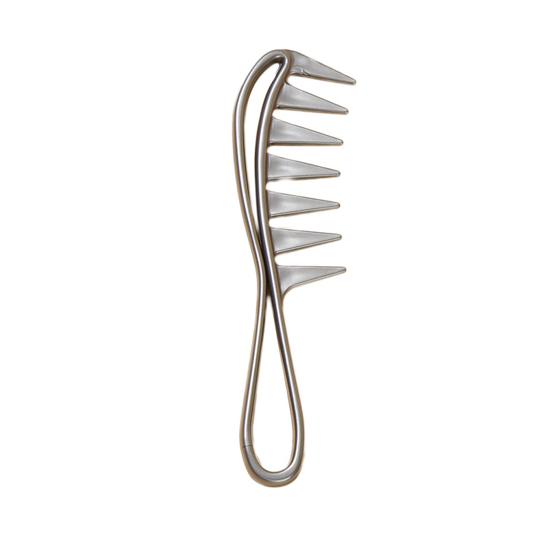 Peluquería, peluquería, peine ancho de diente grande, peine suavizante, cabeza de aceite para el hogar, peine hueco para hombres y mujeres, peine de estilismo, accesorio de peluquero: Plata