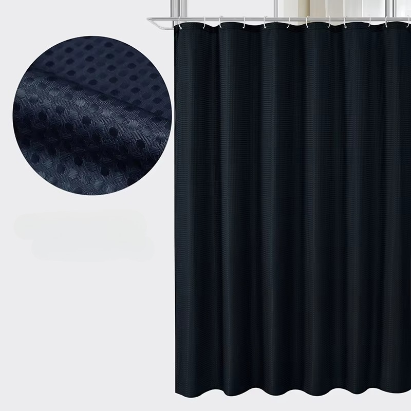Plain Waterproof and Mildew-proof Polyester Shower Curtain Bathroom Bathroom Punch-free Shower Curtain Fabric: 200*210cm / PURPLE