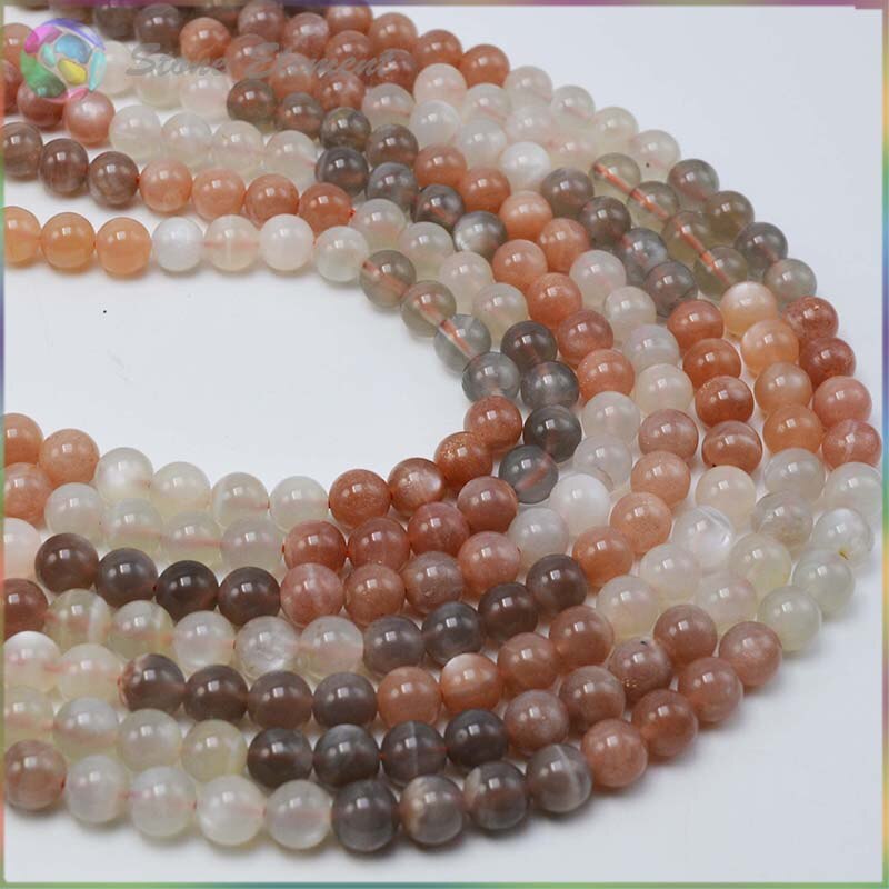 Buona Qualità di colore Misto Naturale di Pietra di luna Branelli Allentati Rotondi 6mm, 8mm, 10mm