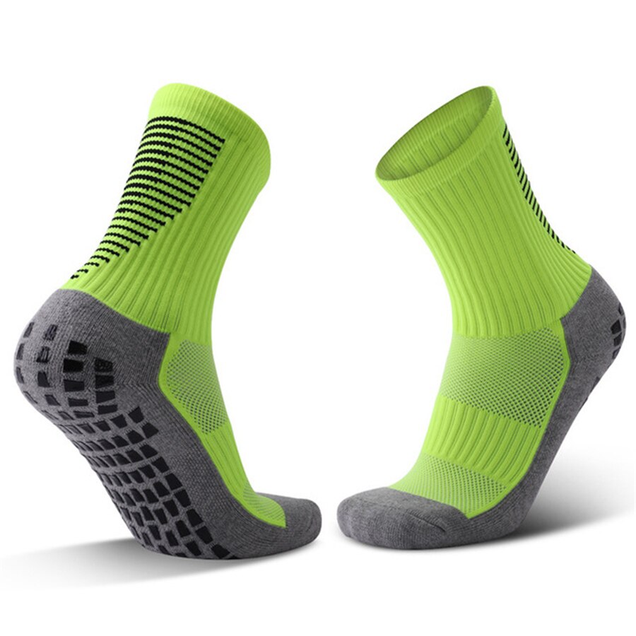 Calcetines antideslizantes de fútbol profesionales, transpirables, para baloncesto, fitness, gimnasio, circulación, adultos: GREEN