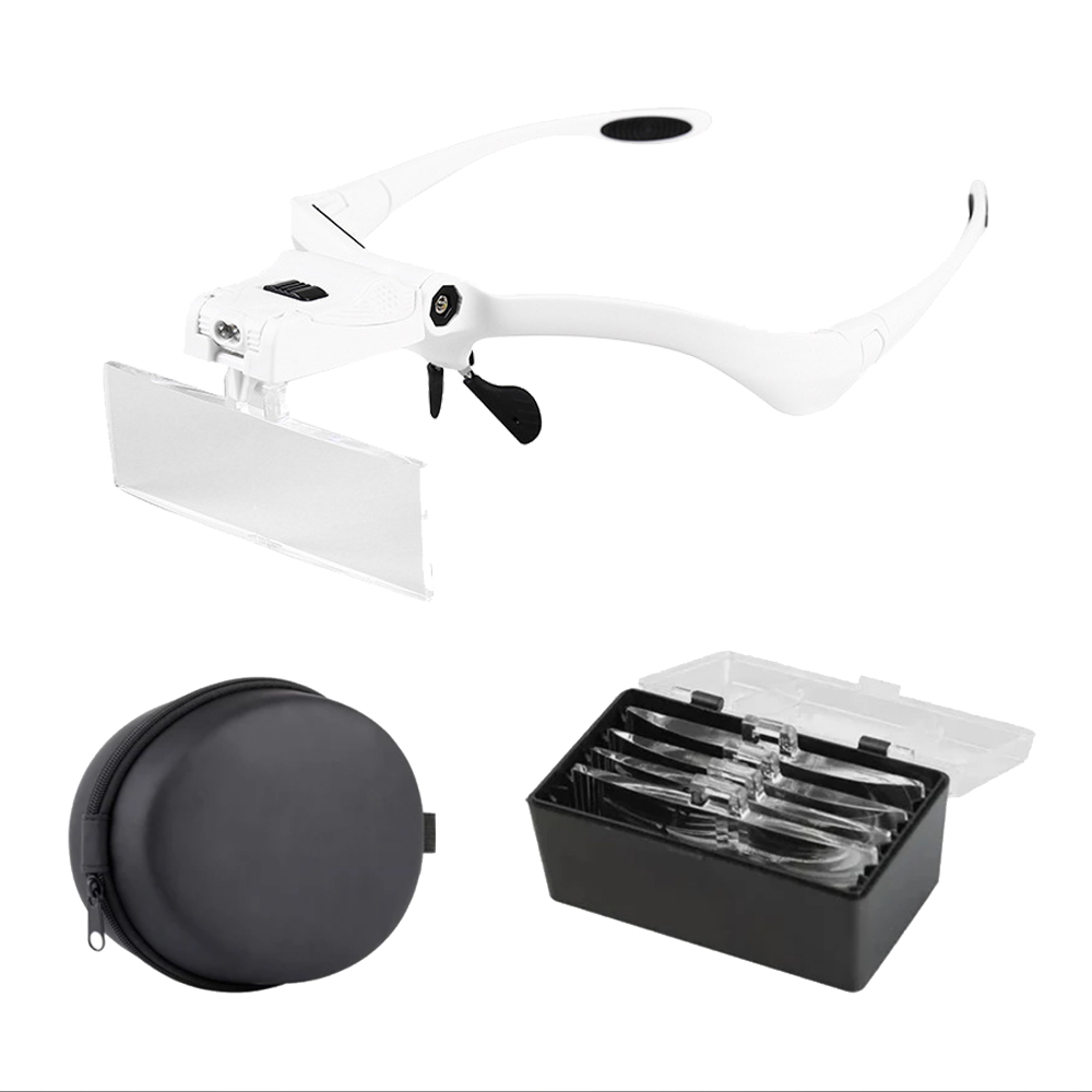 1.0/1.5/2.0/2.5/3.5X Vergrootglas Eye Reparatie Vergrootglas 2 Led Light Glazen Loupe Optische Lens hoofdband Vergrootglazen: green