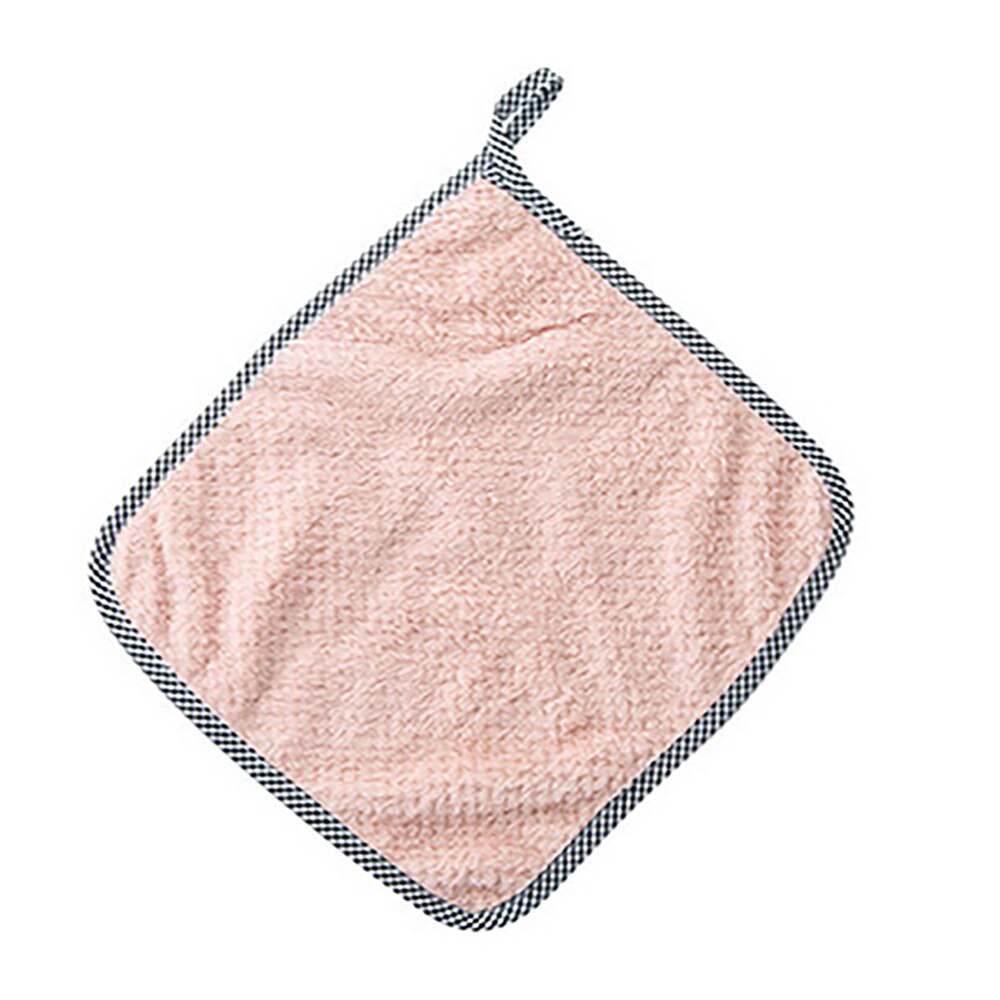 1pcs Absorbent Microfiber Kitchen Dish Cloth Nonstick Oil Coral Velvet Hanging Hand Towels Kitchen Cleaning Cloths Household: Khaki