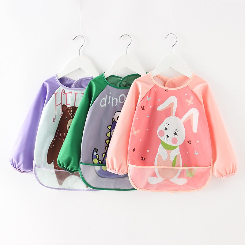 Wasserdicht Baby Essen Kittel Herbst Winter Jungen Mädchen Langarm Bib Baby Anti-dressing kinder Zeichnung Schürze Rülpsen kleidung