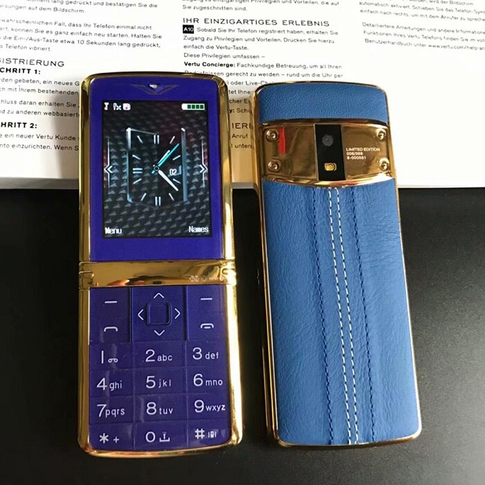 Unlock Bar Luxury Metal Signature Card Mobile Phone Dual Sim Flashlight Camera Bluetooth IMEI Changable Slim Extra Small Size: add 16G TF / Blue