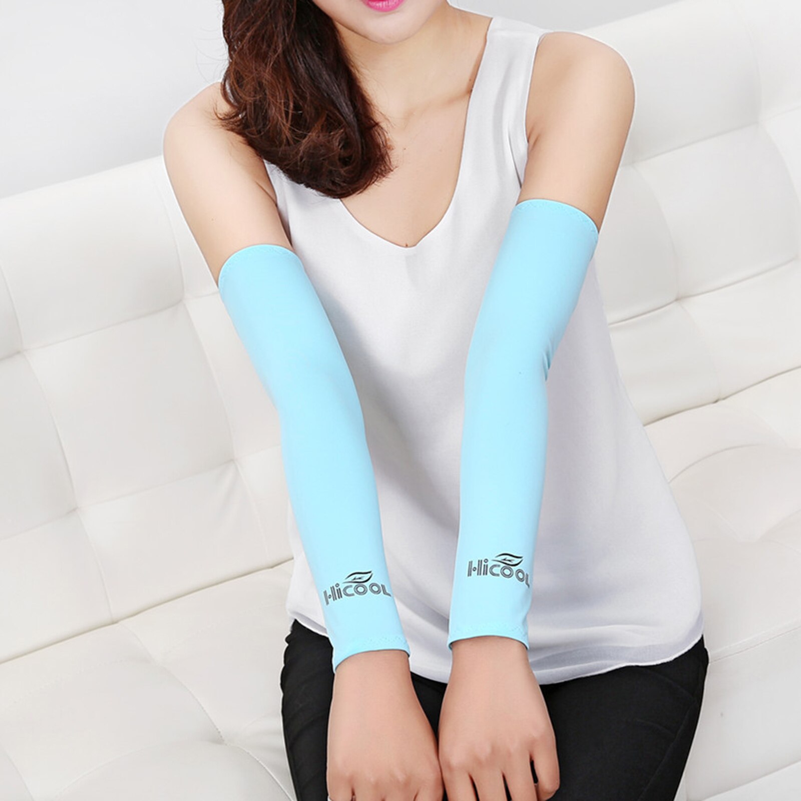 UV Sun Protection Cooling Arm Sleeves UPF 50+ Cycling Golf Outdoor Sports Arm Protector Guard- Elastic, Quick-Drying, Breathable: Blue