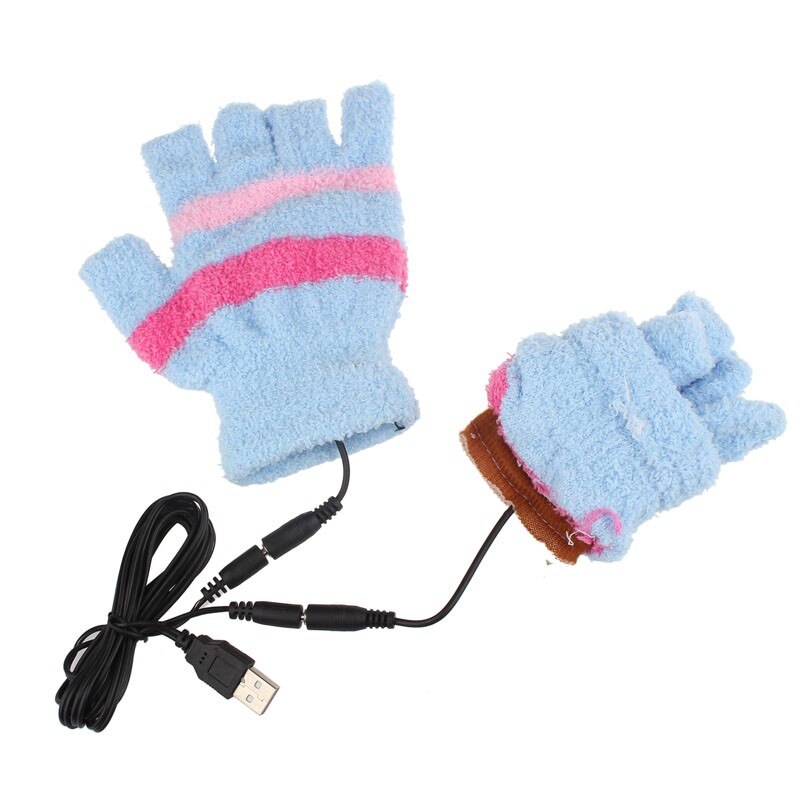 1 par usb handsker opvarmning vinter varme handsker opvarmet fingerfri varmere vante til kvinder skihandsker  s10 se12: B
