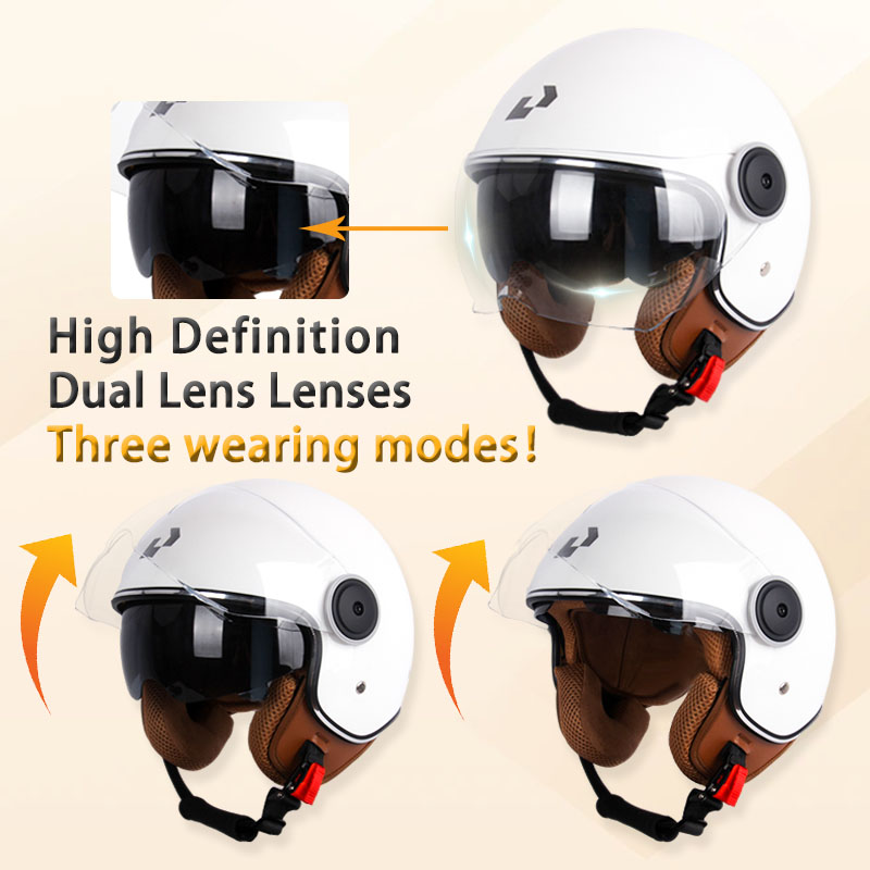 DOT-zertifizierter Vintage-Helm, offener Motorrad-Helm mit offenem Gesicht, Retro-3/4-Helm, Cruise Casco Casque Moto, Herren und Damen
