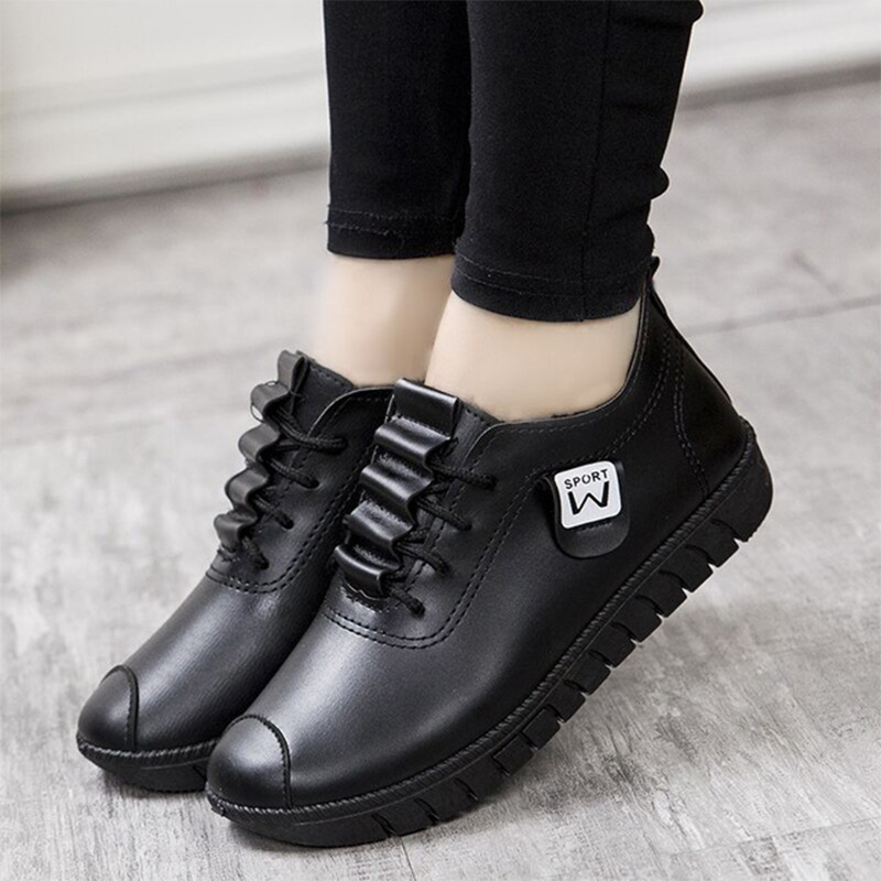 Femmes en cuir Pu peluche sans lacet chaussures plates femme baskets hiver solide couture plate-forme chaussures femme décontracté marche