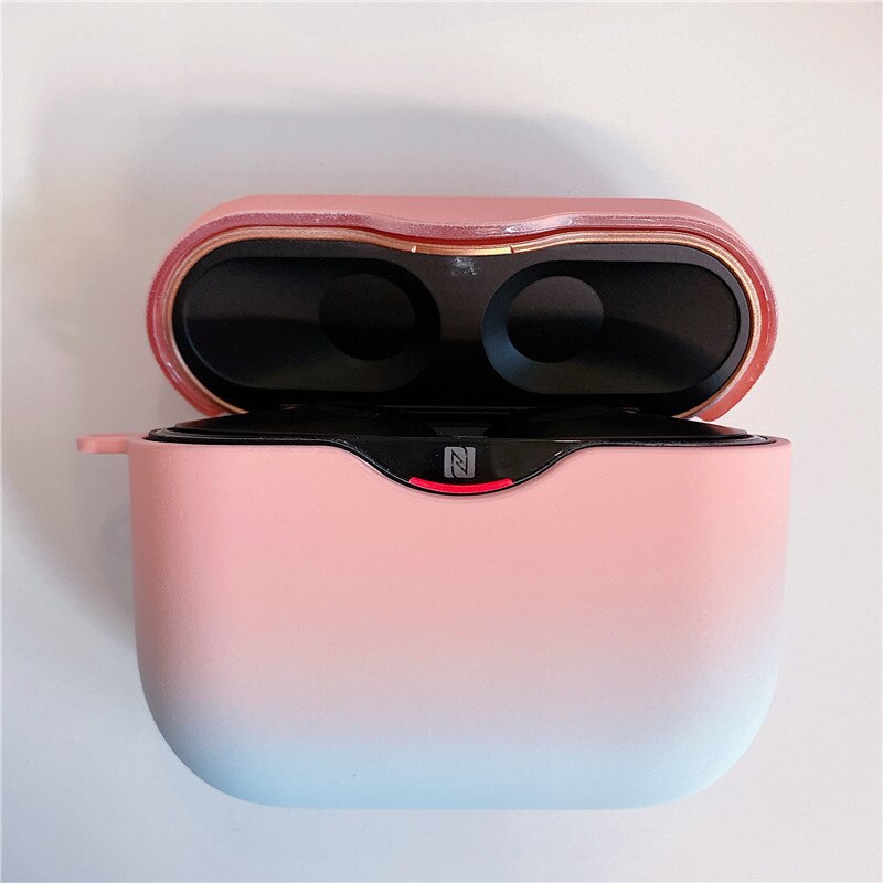 Earphone Case For SONY WF-1000XM3 Gradient Color Headset Protective Case Wireless Bluetooth Headset Accessories Charging Box: Pink blue