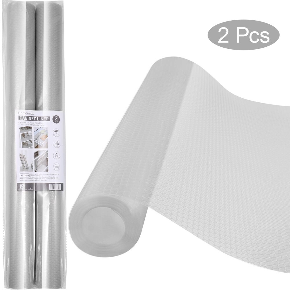 2 rollen waterdichte aanrechtblad afdekking lade onderlegger tafelmat kastvoering voor restaurant kantoor 200 x 43 cm: Grijs