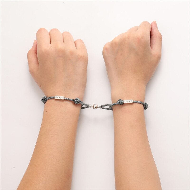 2 Styles Lovers Matching Friendship Bracelet Rope Braided Couple Magnetic Distance Love Heart Bracelet Kit Lover Jewelry