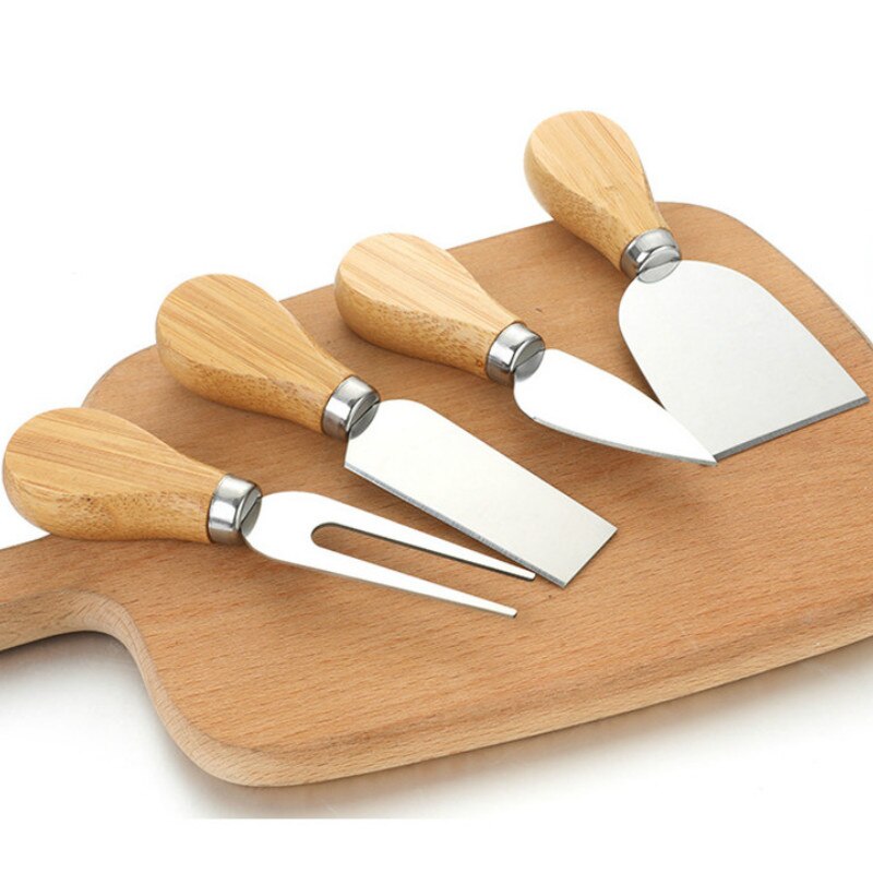1/4pcs one set Stainless Steel Cheese Knives Set TOak Handle Cheese Cutter Cheese Board Butter Spatula Kitchen Cheese Tools