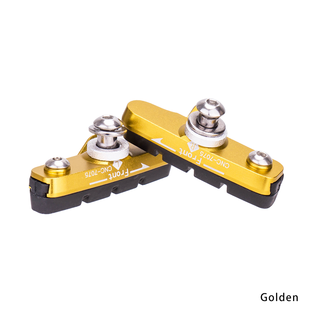 ZTTO – étriers de vélo de route avec plaquettes de frein remplaçables, coque en aluminium CNC, 1 paire de bloc, chaussures de freinage légères pour partie carbone: Gold for AL
