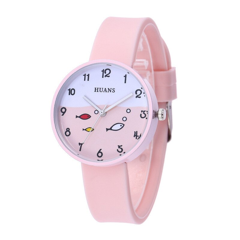 Top Brand Huans Kinderen Horloges Voor Vrouwen Meisje Clcok Kinderen Quartz Horloge Eenvoudige Kleine Verse Siliconen Kinderen horloge: Roze