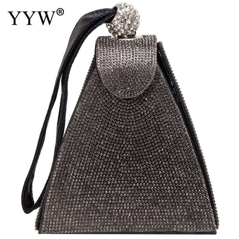 Women Glitter Purse Handbag Female Evening Wedding Party Handbags With Rhinstone Bolsa Feminina: black