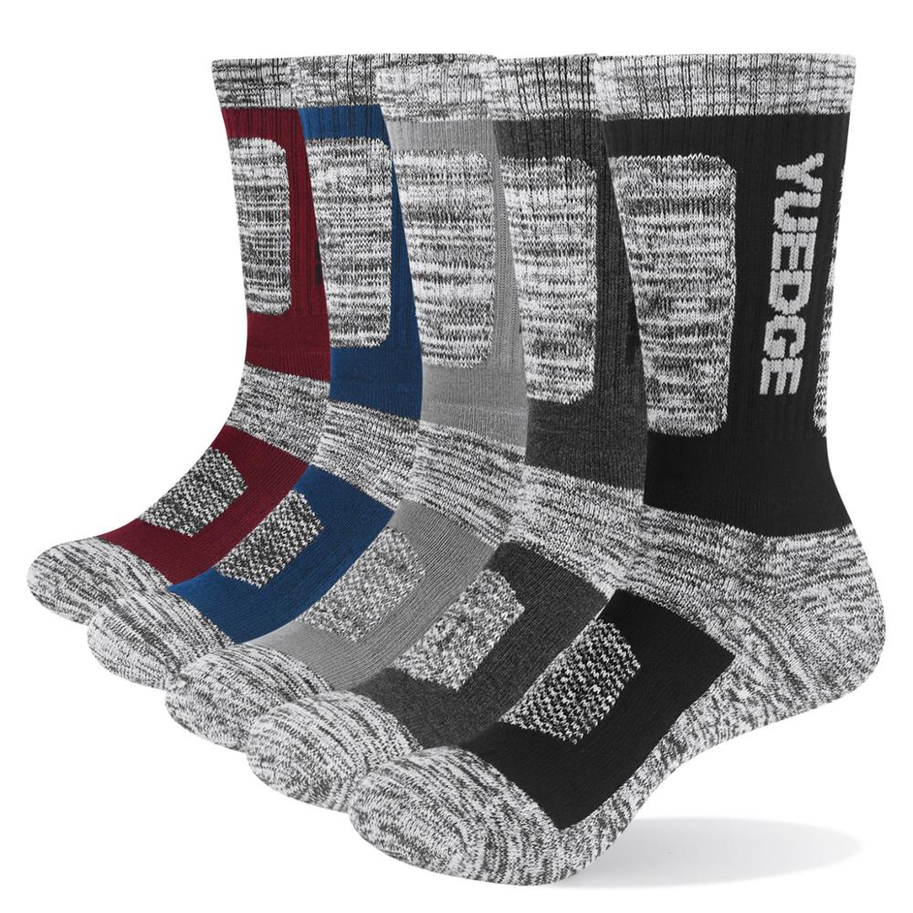 YUEDGE Men's Socks Cotton Terry Cushion Breathable Crew Sports Hiking Socks Thicker Winter Thermal Socks 5 Pairs Lot 38-45 EU: Color mixing / L( 38-43 EU)