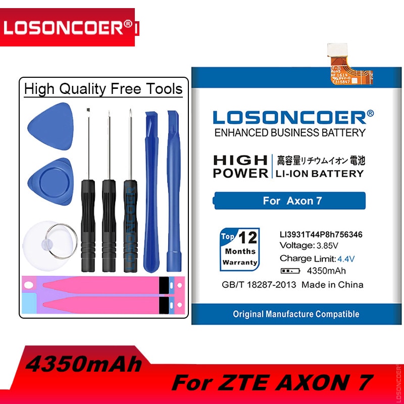 LOSONCOER 4250mAh LI3931T44P8h756346 Batterie Für ZTE Axon 7 Batterie 5,5 zoll A2017 + Freies werkzeug handy stents Halter aufkleber