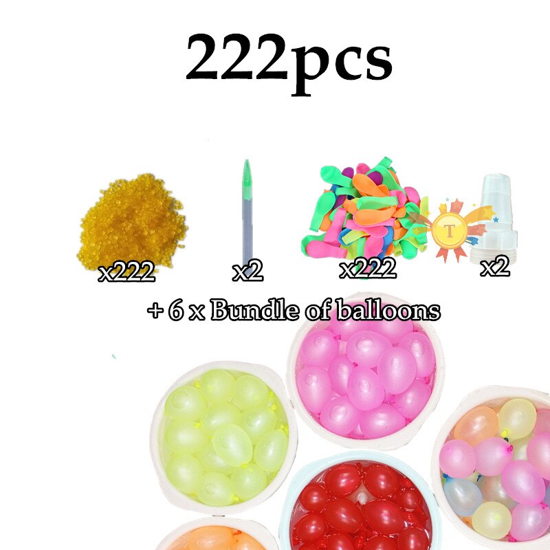 1444pcs Water Balloons Refill Package Funny Summer Outdoor Toy Water Balloon Bombs Summer Novelty Gag Toys For Children: 222pcs