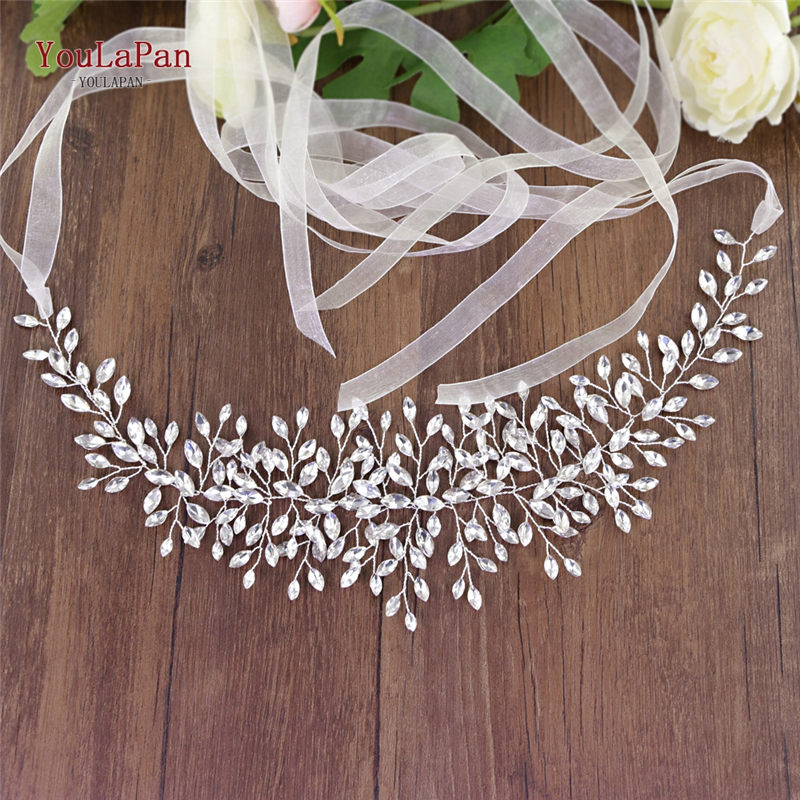 YouLaPan – ceinture pour robe de mariée, avec strass, en argent et diamant, rapide, SH237: Ivory organza