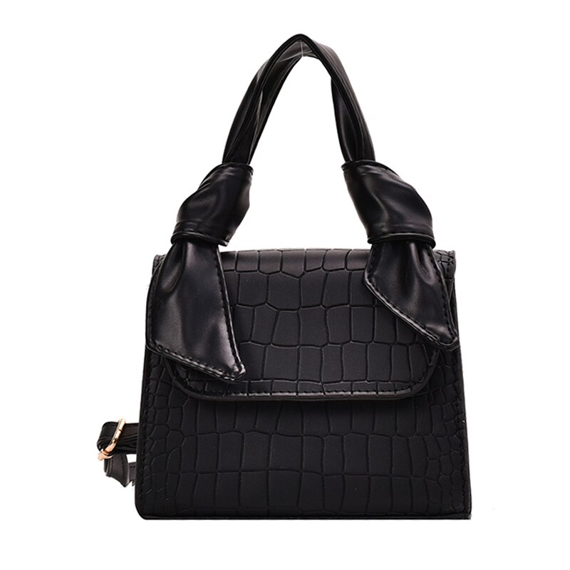 Effen kleur krokodillenprint dames pu leren luxe merk handtas crossbody tassen voor vrouwen handtas vrouwen sac a main: Zwart