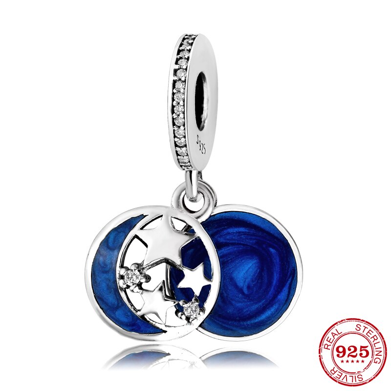 caldo notte blu Luna stella di galleggiamento di fascino Misura Branelli di Fascino Del Progettista Originale Braccialetto Pendenti con Gemme E Perle delle donne di accessori per Monili che fanno