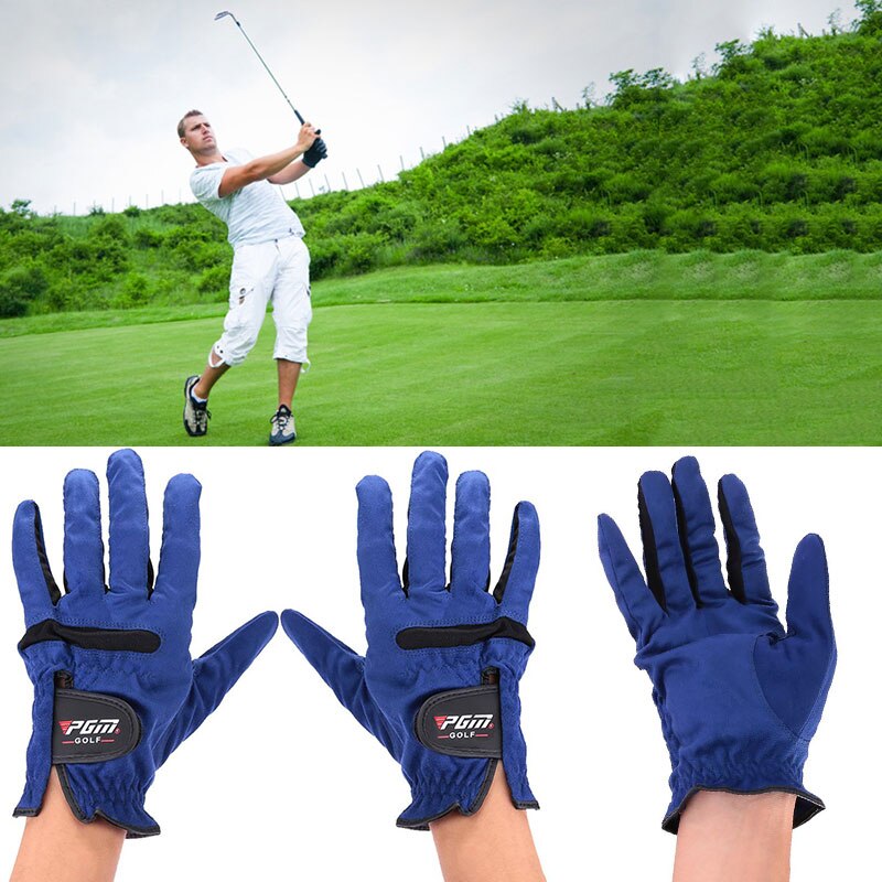 Blå mikrofiberstof åndbar skridsikker golfhandsker højre venstre hånd holdbar