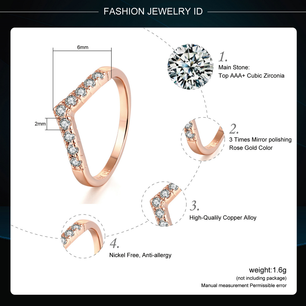 Dubbele Fair Top Aaa + Zirconia Hart Ringen Rose/Wit Goud Kleur Mode-sieraden Voor Vrouwen Bruiloft Hotsale DFR011