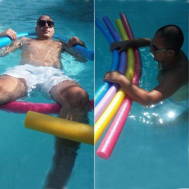 Epe oco float espuma piscina macarronete água woggle macarronete auxiliar de natação equipamento acessório 7.5*150cm 6.5*150cm