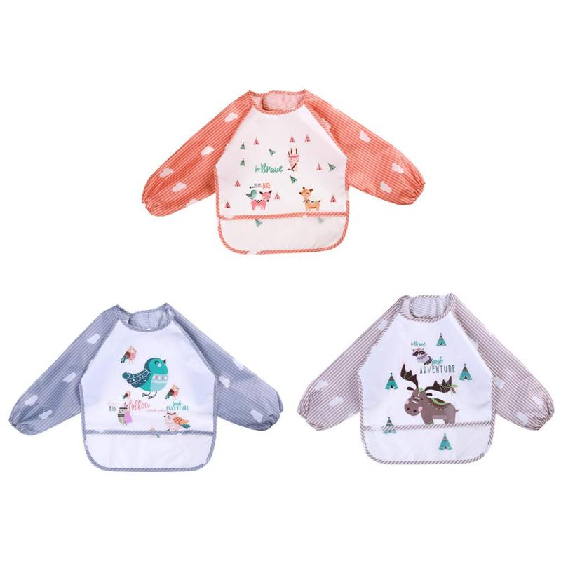 Cartoon Baby Bibs Apron Adjustable Burp Cloths Feeding with Long Sleeves Baby Accessories Stuff toddler kids