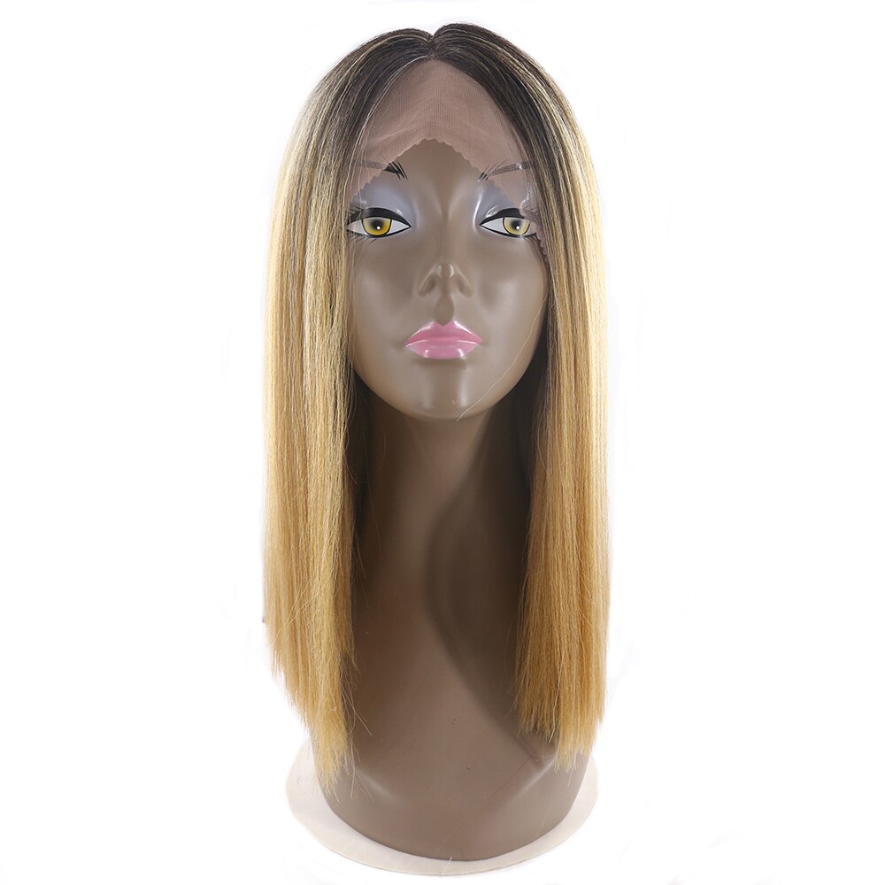 SOKU peluca con malla frontal sintética recta para mujeres, Color negro, marrón, granate, peluca de pelo de encaje, fibra resistente al calor con pelo de bebé: RT4 BLONDE