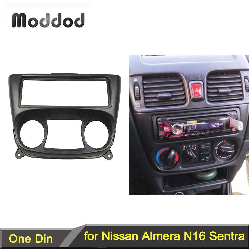 1 din fascia for nissan almera  n16 2000-2006 radio dvd stereo panel instrumentbræt installere trim kit ansigt surround ramme